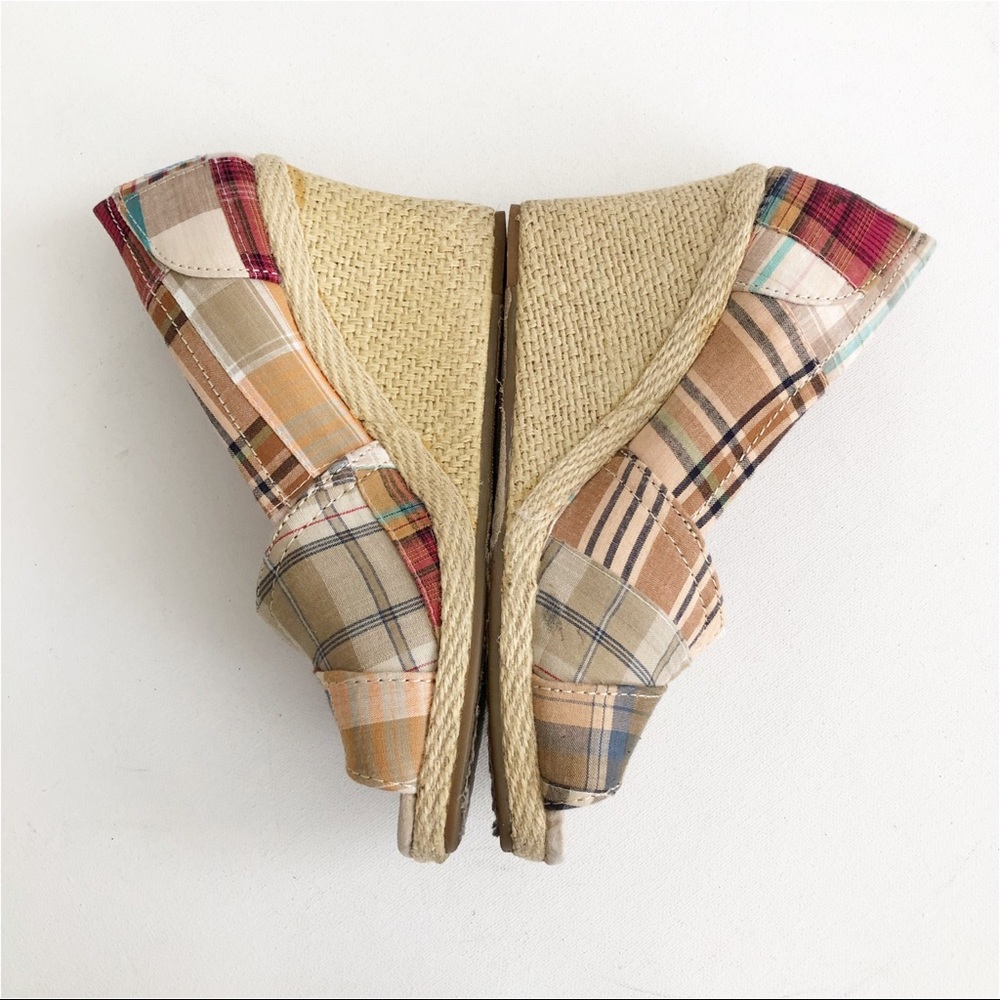 Toms Canvas Plaid Peep Toe Espadrille Wedge - Picture 3 of 8